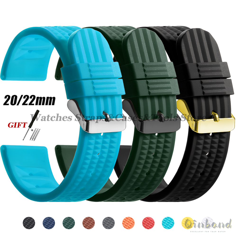 Rubber Strap Diver - Soft Rubber Waffle Watch Band 20mm