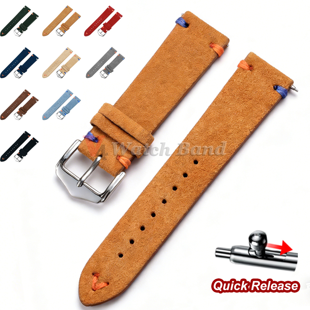 Suede Strap Watch - 18mm 20mm 22mm Vintage Suede Leather