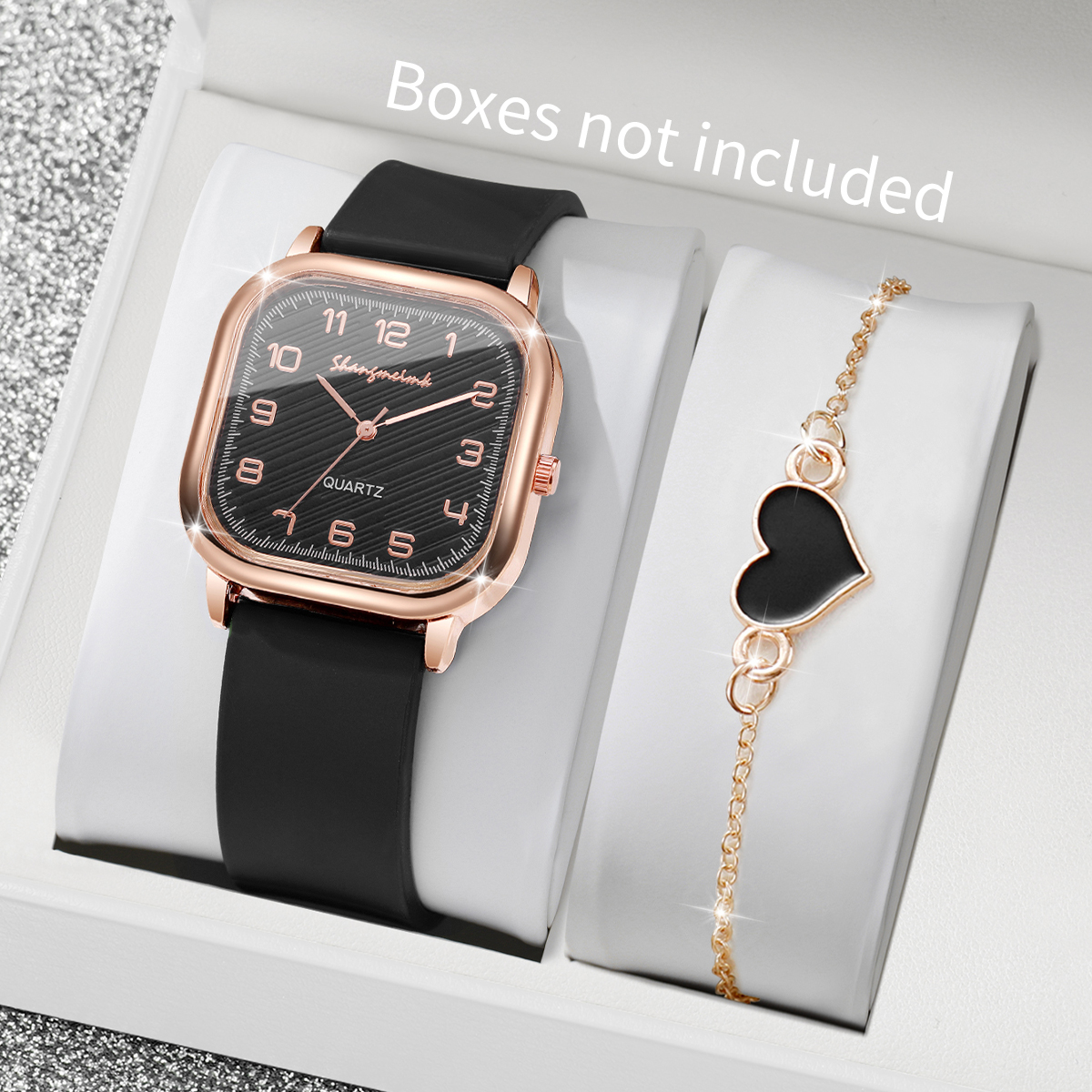2PCS/Set Fashion Square Women  - مراجعة Silicone Band Women وسعره