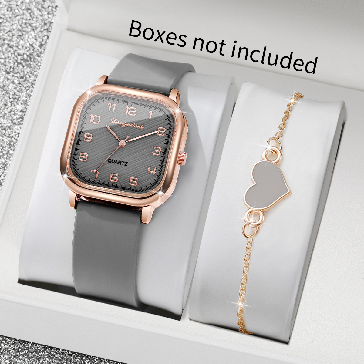 2PCS/Set Fashion Square Women  - مراجعة Silicone Band Women وسعره