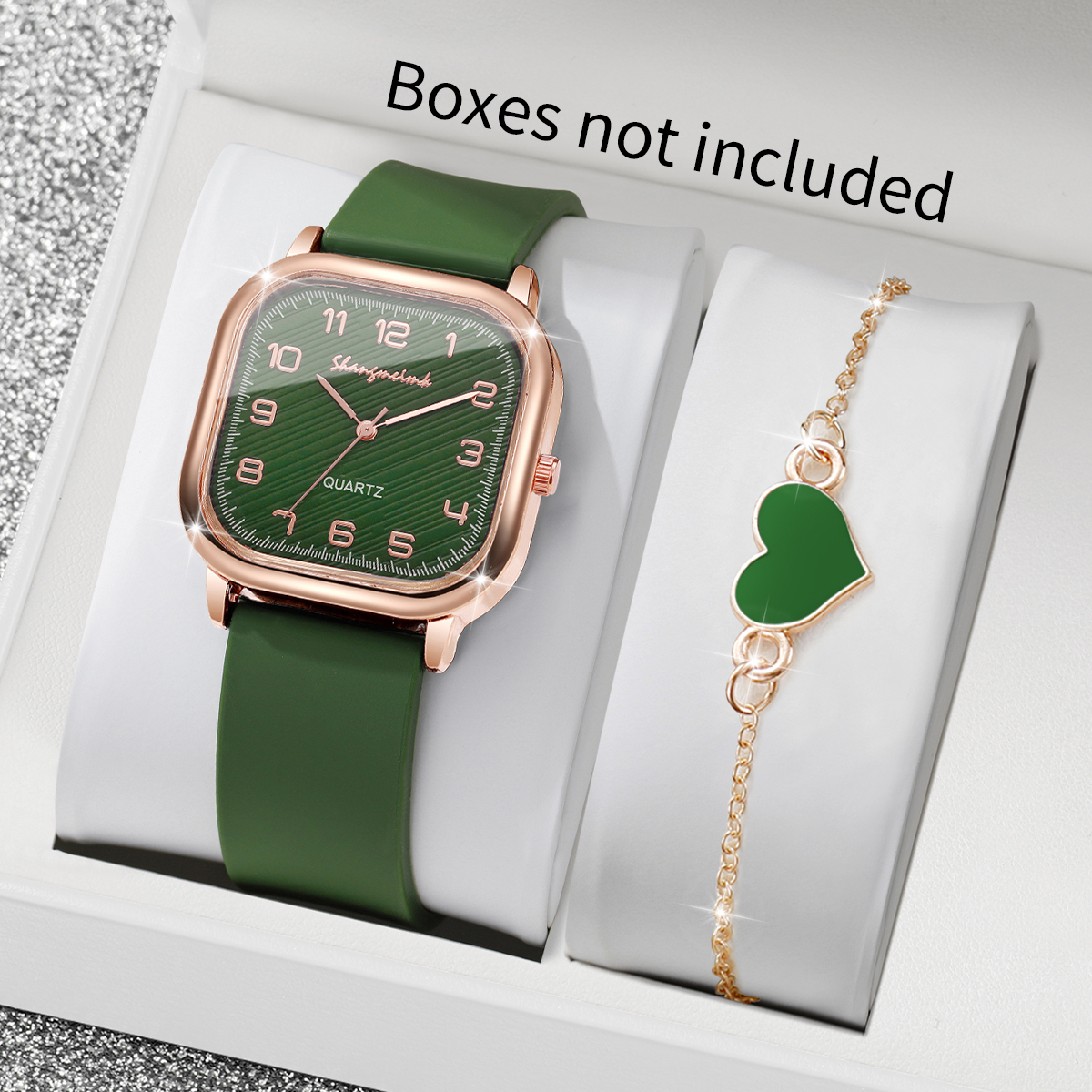 2PCS/Set Fashion Square Women  - مراجعة Silicone Band Women وسعره