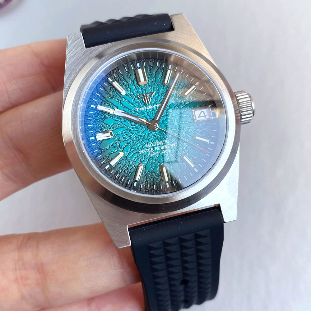 New 38mm Mechanical Watch Men  - مراجعة Rubber Strap Diver وسعره