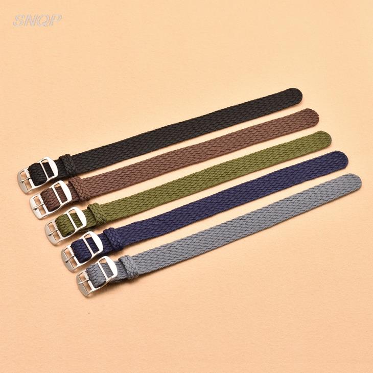 20mm 22mm Black Navy solid col - مراجعة Perlon Strap Woven وسعره