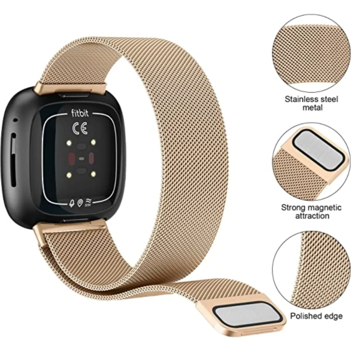 Milanese Strap for Fitbit Vers - مراجعة Milanese Loop Magnetic وسعره