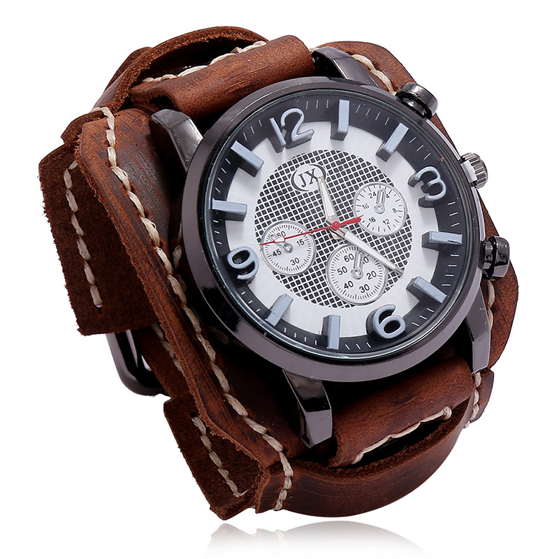 New Retro Mens Watches Genuine - مراجعة Leather Watch Band Men وسعره