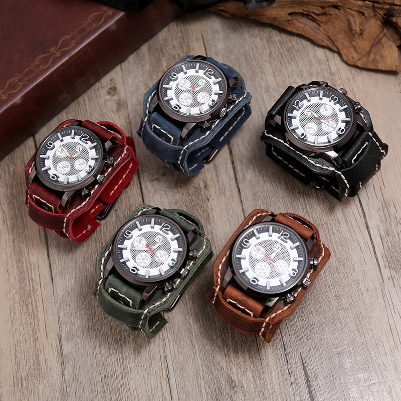 New Retro Mens Watches Genuine - مراجعة Leather Watch Band Men وسعره