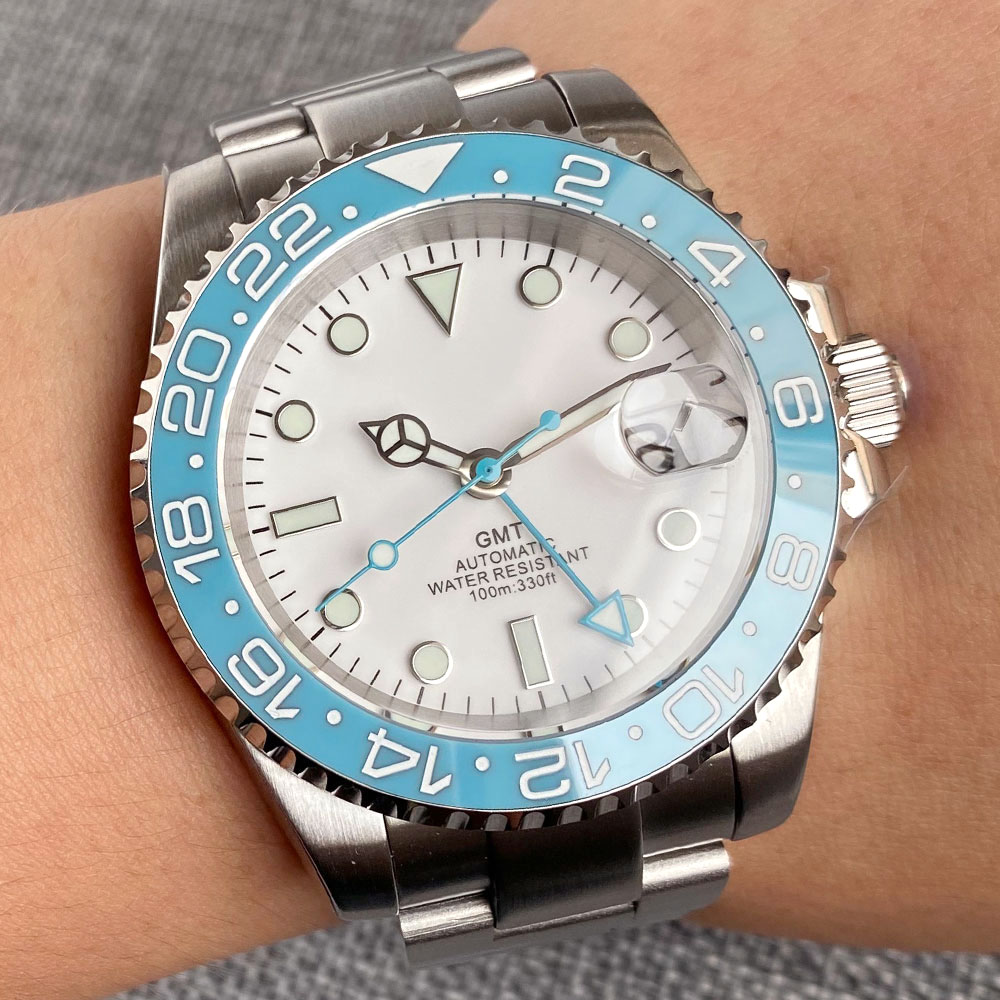 Customized 40mm Ice Blue Dial  - مراجعة Stainless Bracelet Diver وسعره