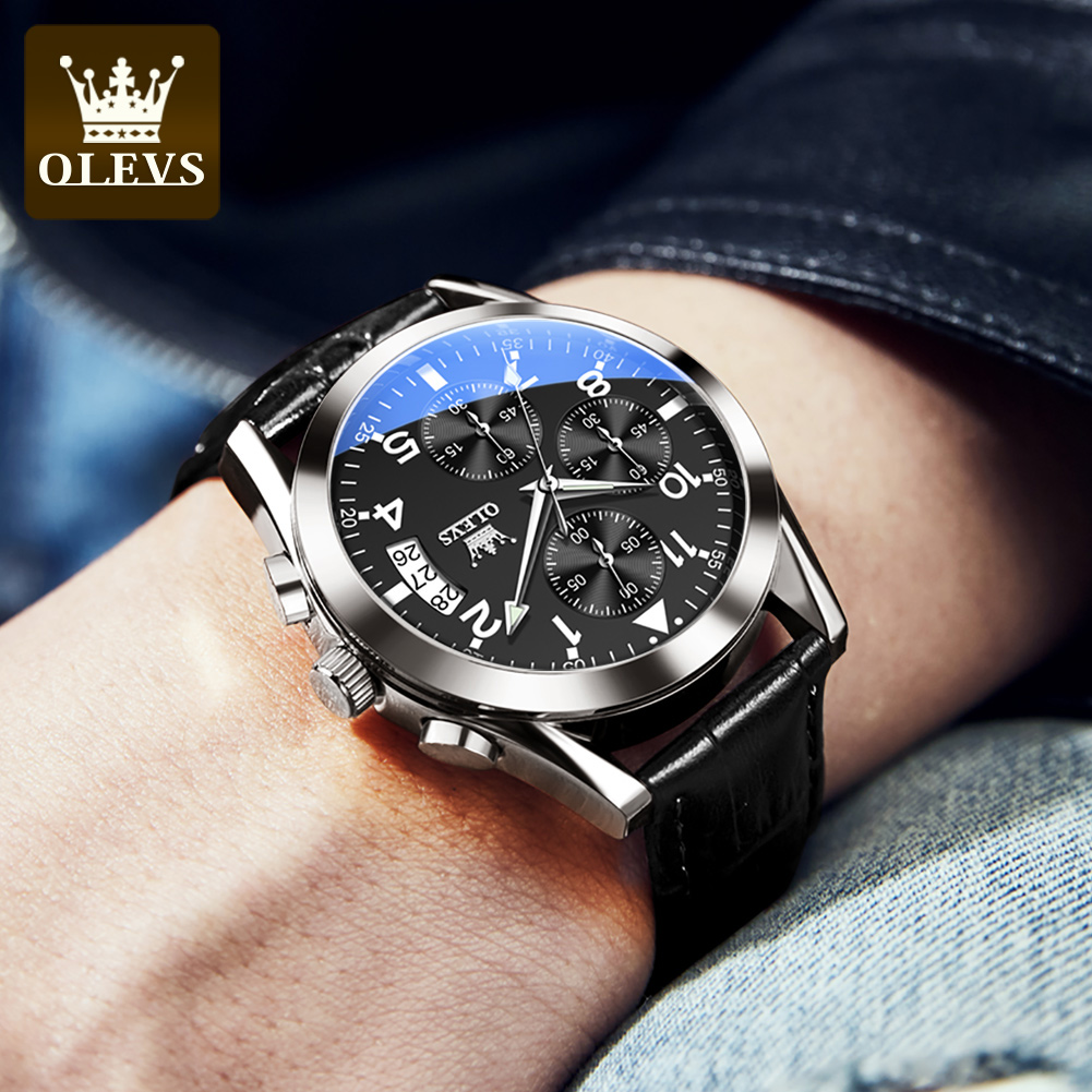 OLEVS Quartz Watch for Men Ori - مراجعة Leather Watch Band Men وسعره
