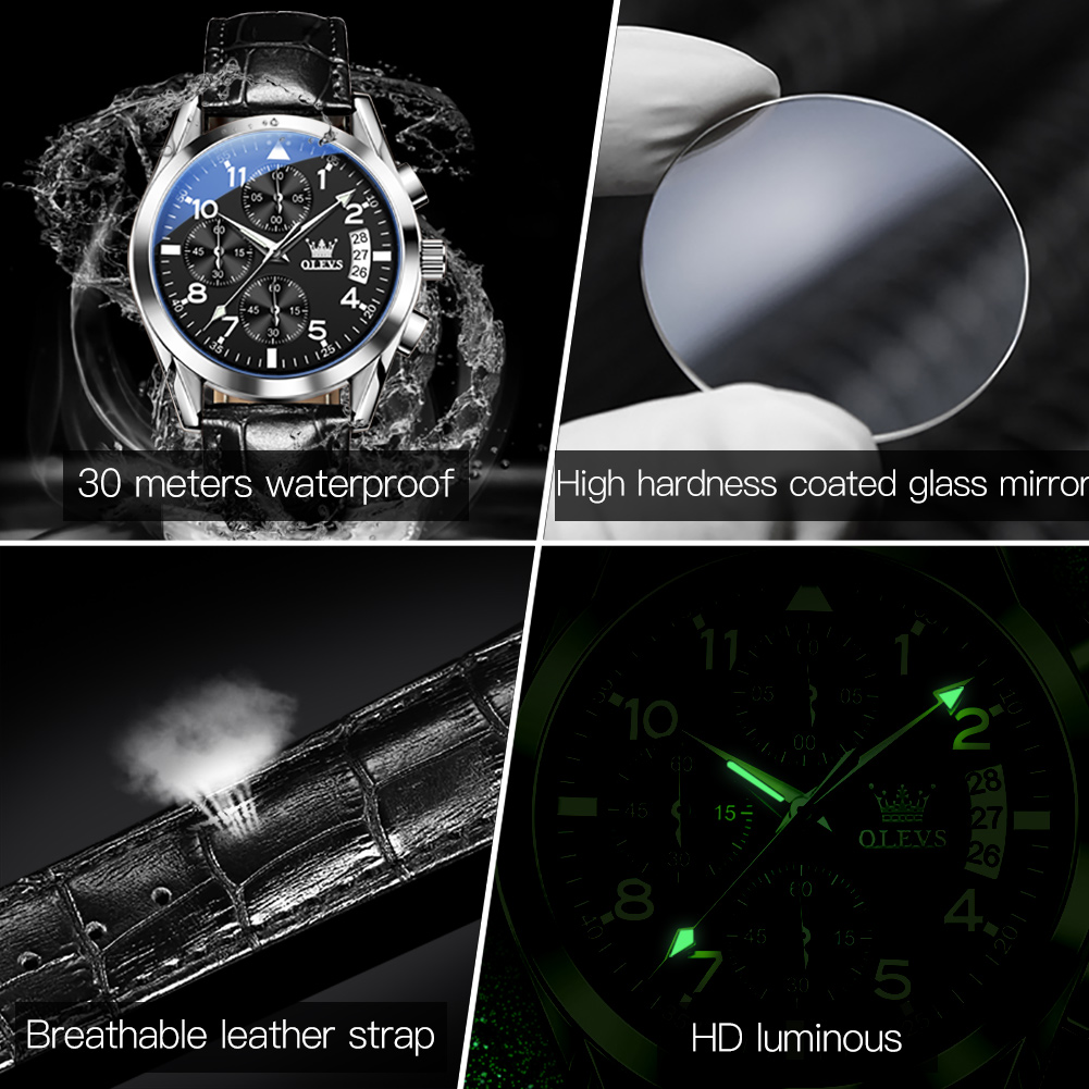 OLEVS Quartz Watch for Men Ori - مراجعة Leather Watch Band Men وسعره