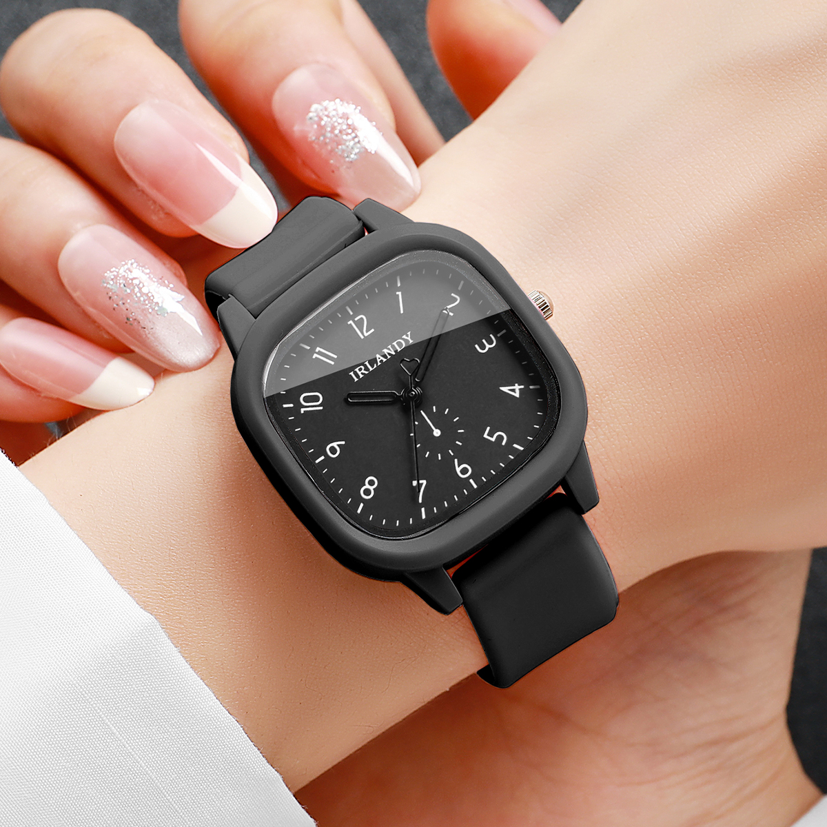 2PCS/Set Fashion Square Arabic - مراجعة Silicone Band Women وسعره