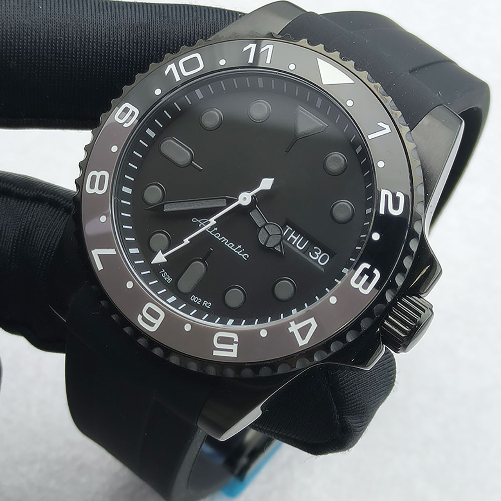 40MM NH36 Watch Black Men's St - مراجعة Stainless Bracelet Diver وسعره