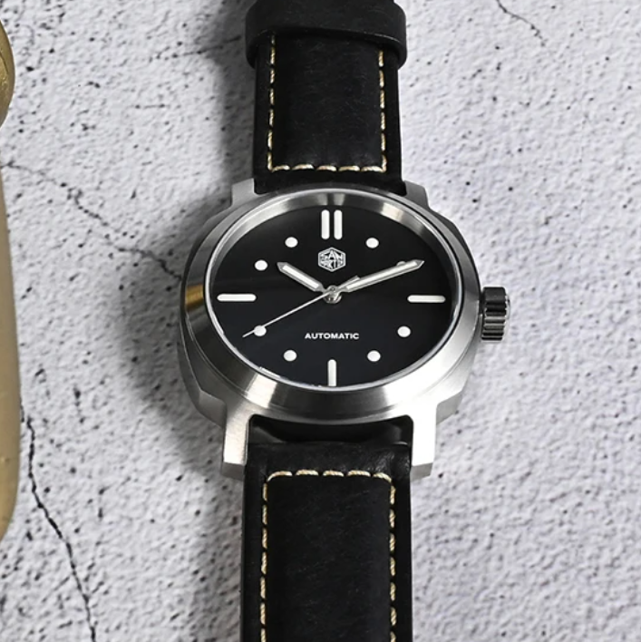 San Martin Mens Pilot Watches  - مراجعة Leather Strap Quick Release وسعره