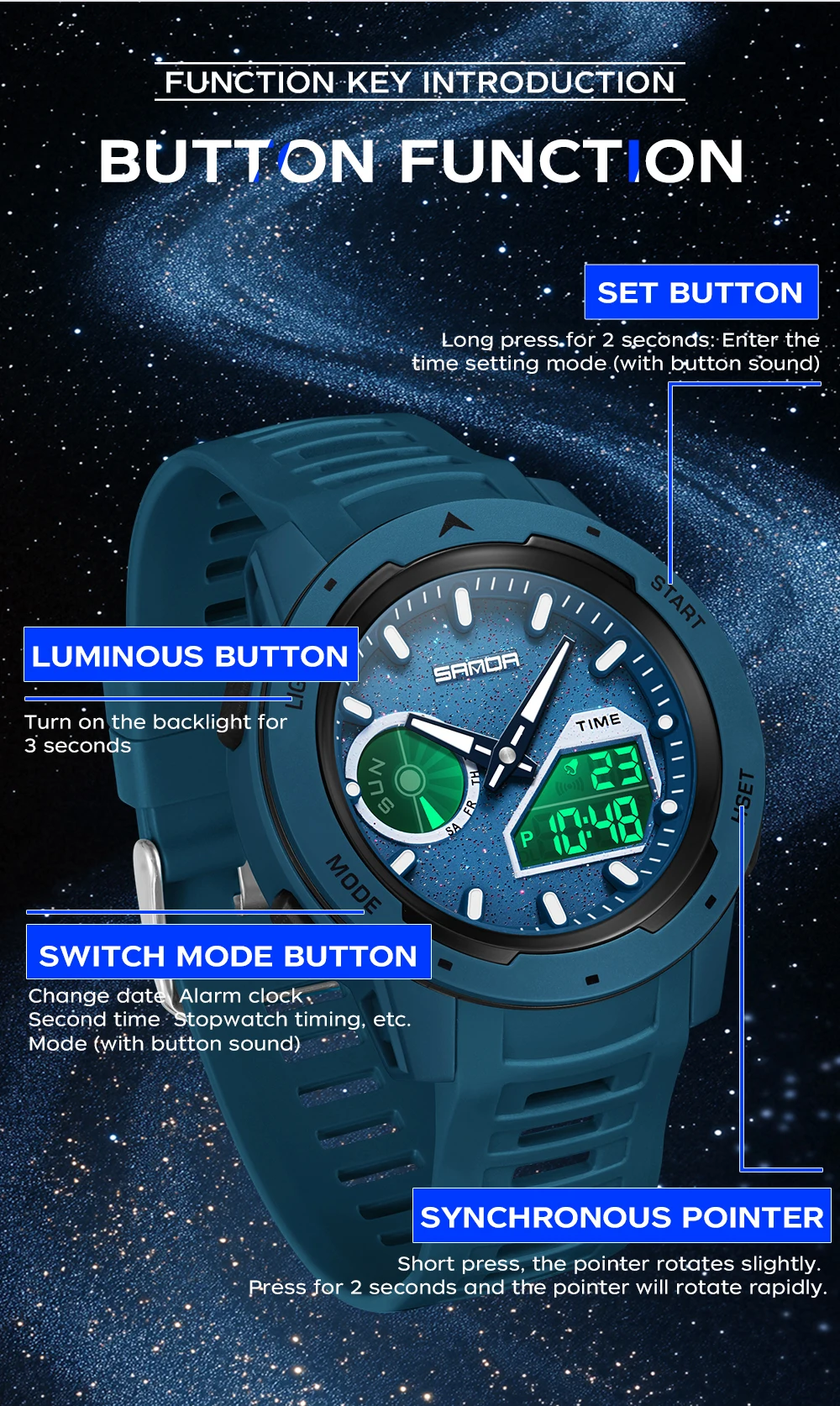 SANDA new men's fluorescent wa - مراجعة Rubber Strap Diver وسعره