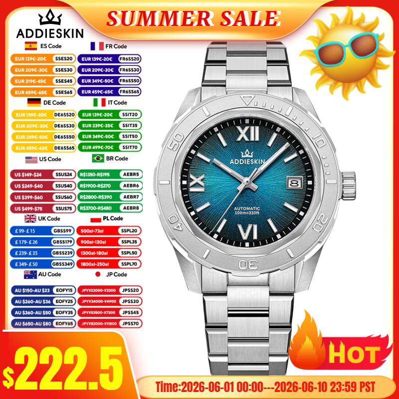 AddiesKin reloj hombre K002 Wa - مراجعة Stainless Bracelet Diver وسعره