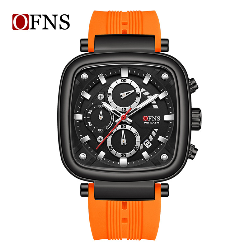 OFNS square waterproof sports  - مراجعة Rubber Strap Diver وسعره