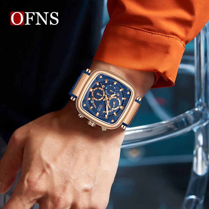 OFNS square waterproof sports  - مراجعة Rubber Strap Diver وسعره
