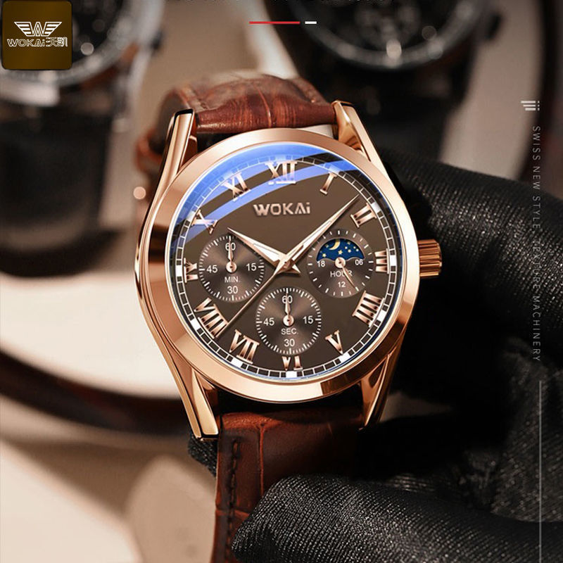 WOKAI Fashion Casual Business  - مراجعة Leather Watch Band Men وسعره