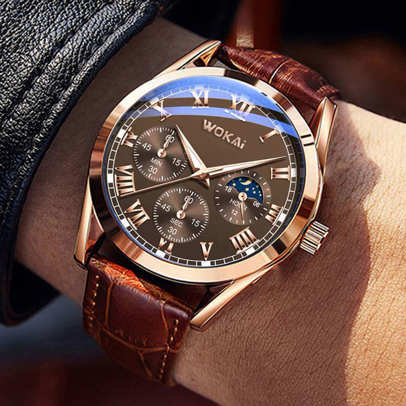 WOKAI Fashion Casual Business  - مراجعة Leather Watch Band Men وسعره