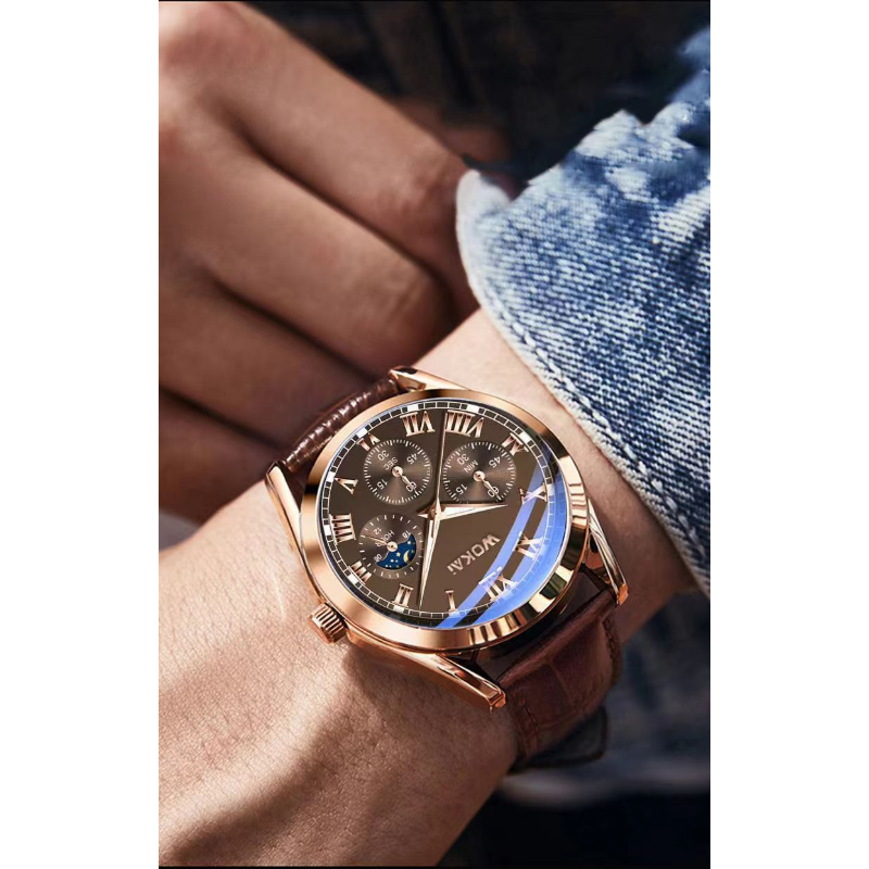WOKAI Fashion Casual Business  - مراجعة Leather Watch Band Men وسعره