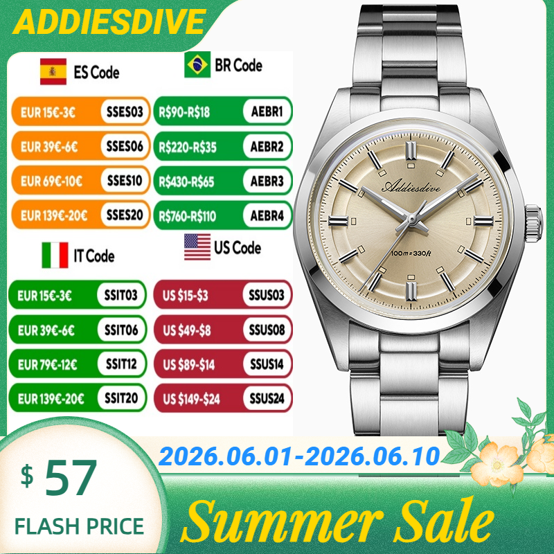 ADDIESDIVE Super Luminous Japa - مراجعة Stainless Bracelet Diver وسعره