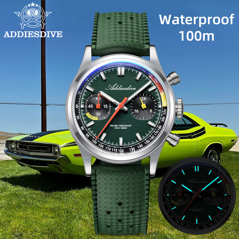ADDIESDIVE Chronograph VK64 Wa - مراجعة Rubber Strap Diver وسعره