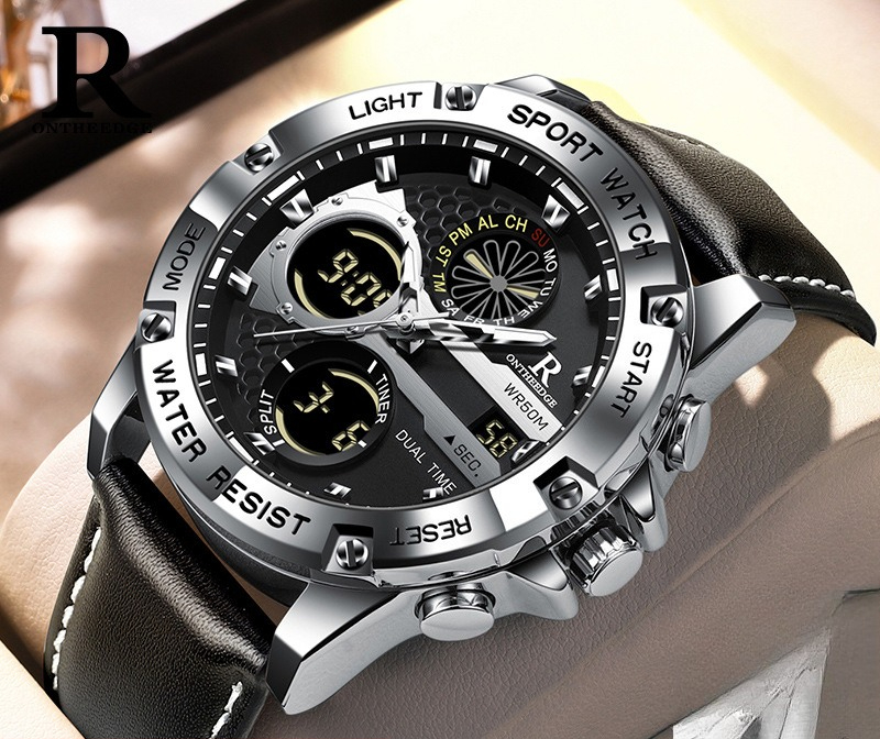 Fashion Men’s Big Face Quartz  - مراجعة Leather Watch Band Men وسعره