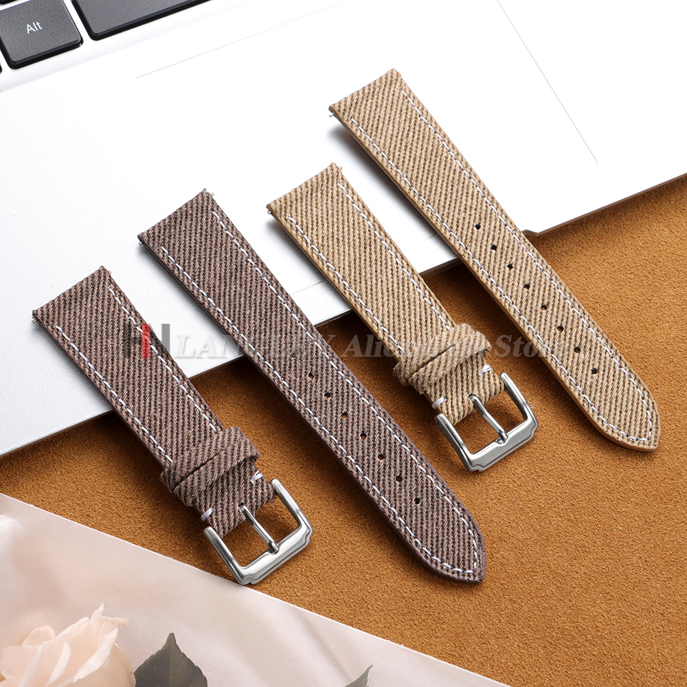 Denim Nylon Watch Strap Canvas - مراجعة Leather Strap Quick Release وسعره
