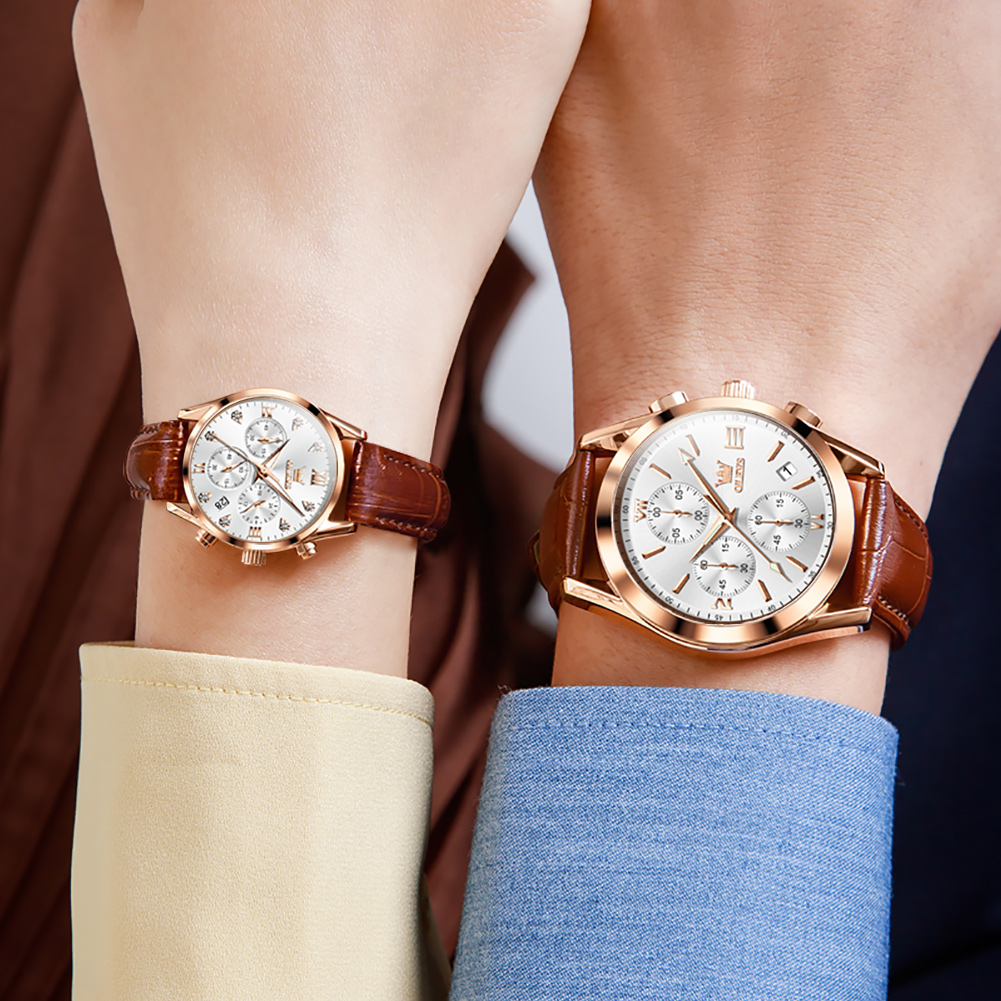 OLEVS Couple Watch for Men Wom - مراجعة Leather Watch Band Men وسعره