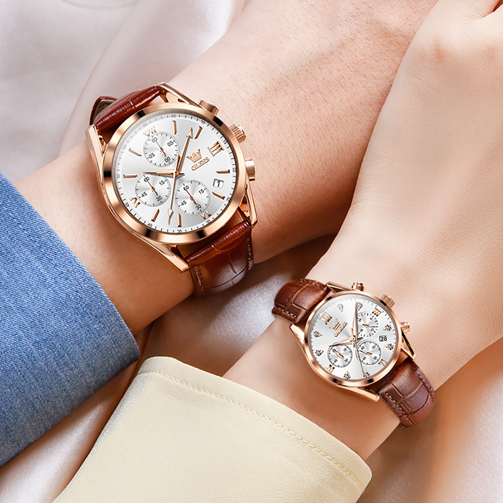 OLEVS Couple Watch for Men Wom - مراجعة Leather Watch Band Men وسعره