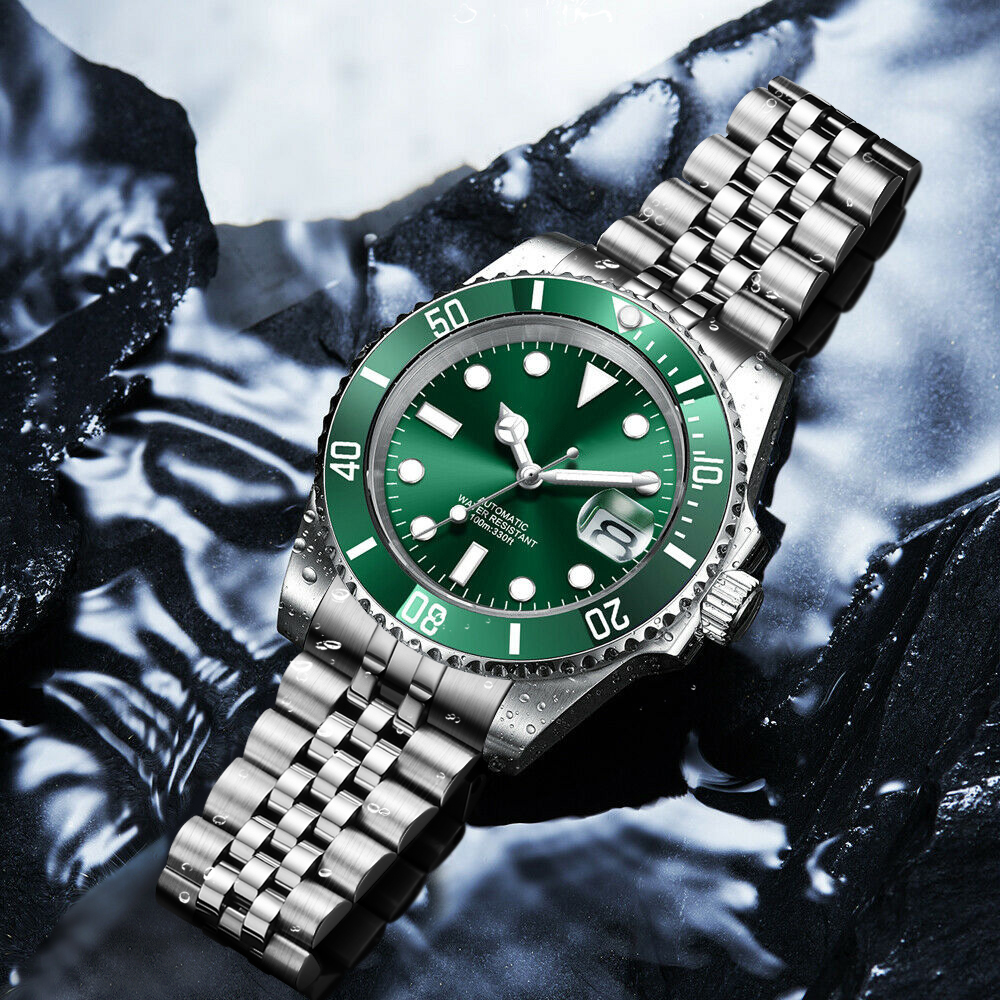 DIY Logo 40MM Dive Watch NH35  - مراجعة Stainless Bracelet Diver وسعره