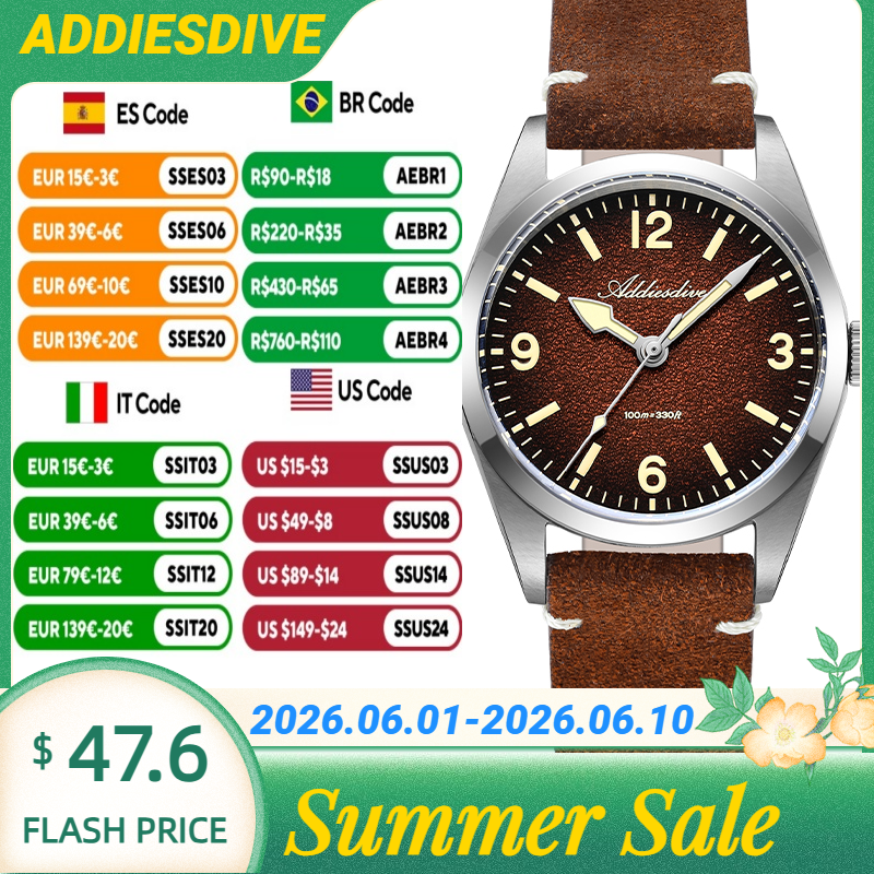 ADDIESDIVE Japan 2035 Super Lu - مراجعة Suede Strap Watch وسعره