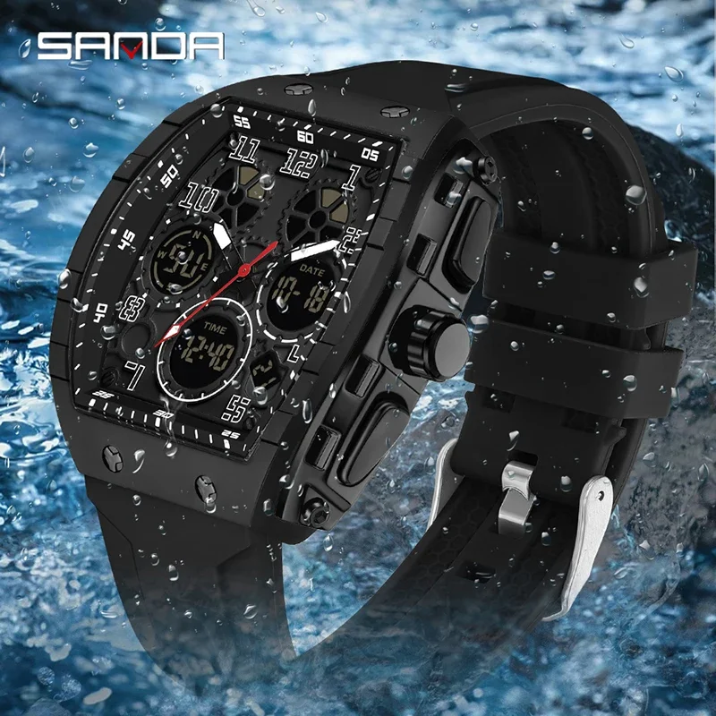 SANDA 6157 New Fashion Men's E - مراجعة Rubber Strap Diver وسعره