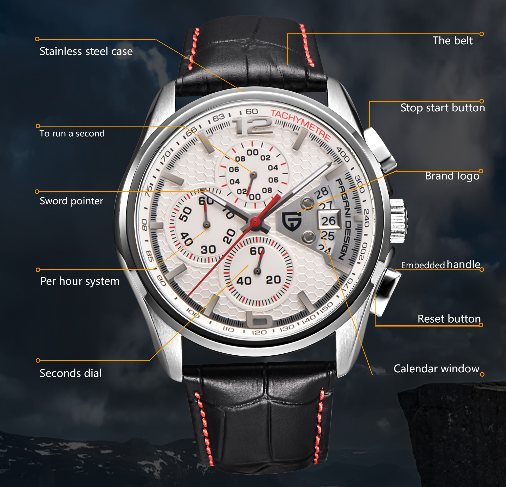 Pagani PD3306 Mens Quartz Watc - مراجعة Leather Watch Band Men وسعره