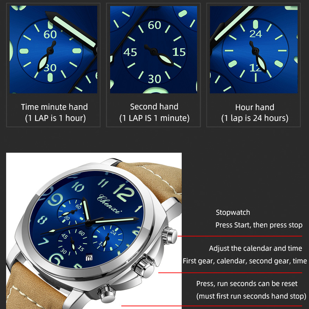 CHENXI Men Watch Multifunction - مراجعة Leather Watch Band Men وسعره