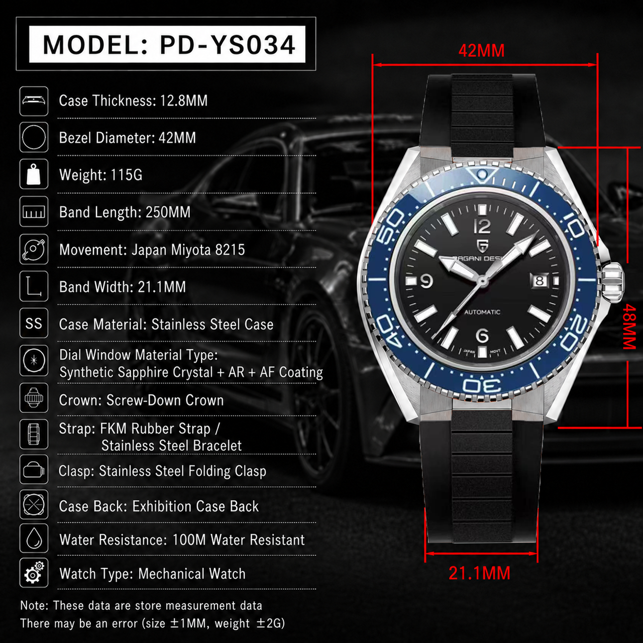 Pagani Design New Men's Mechan - مراجعة Rubber Strap Diver وسعره