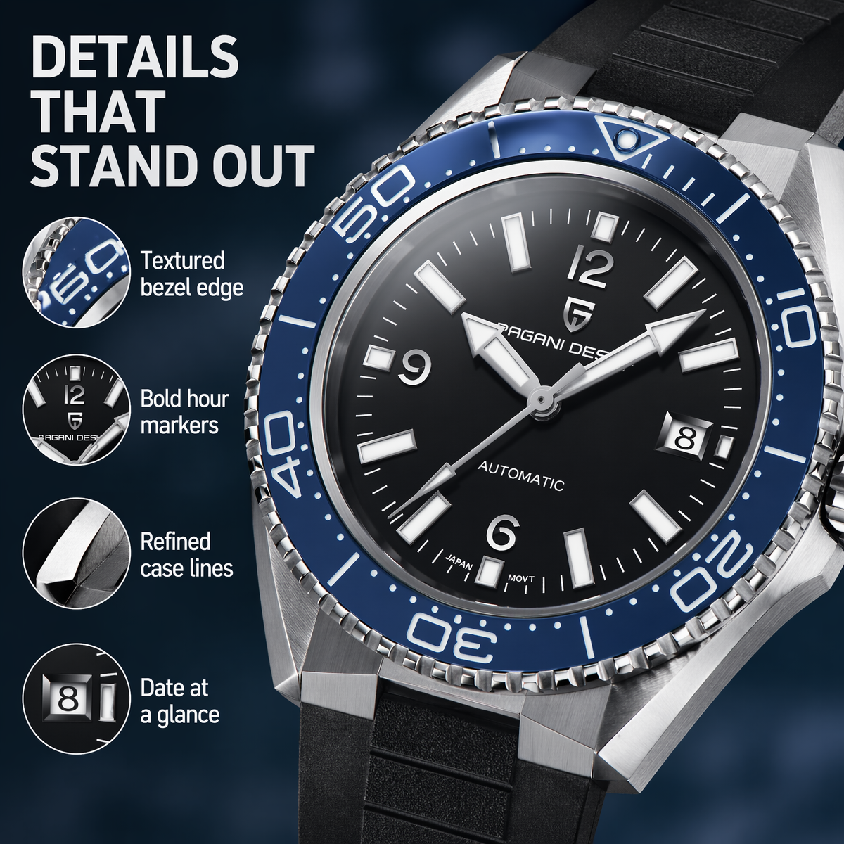Pagani Design New Men's Mechan - مراجعة Rubber Strap Diver وسعره