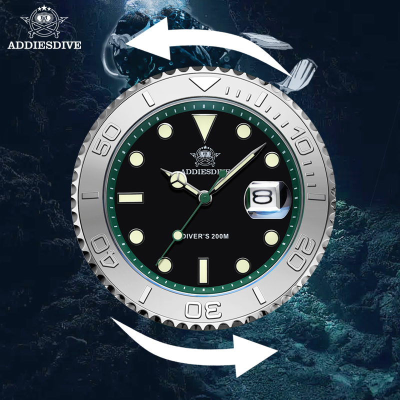 ADDIESDIVE Rotatable Ceramic B - مراجعة Rubber Strap Diver وسعره