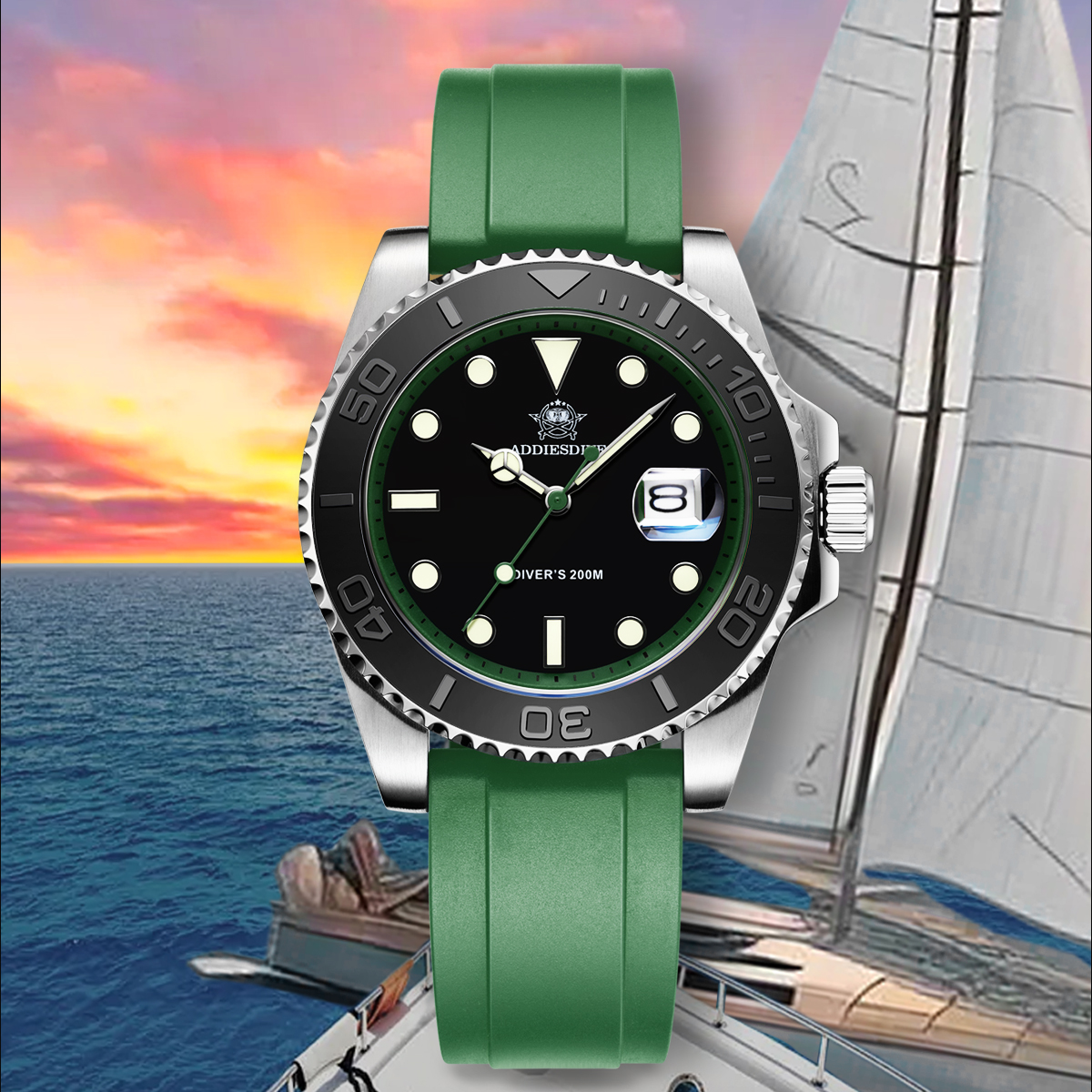 ADDIESDIVE Rotatable Ceramic B - مراجعة Rubber Strap Diver وسعره