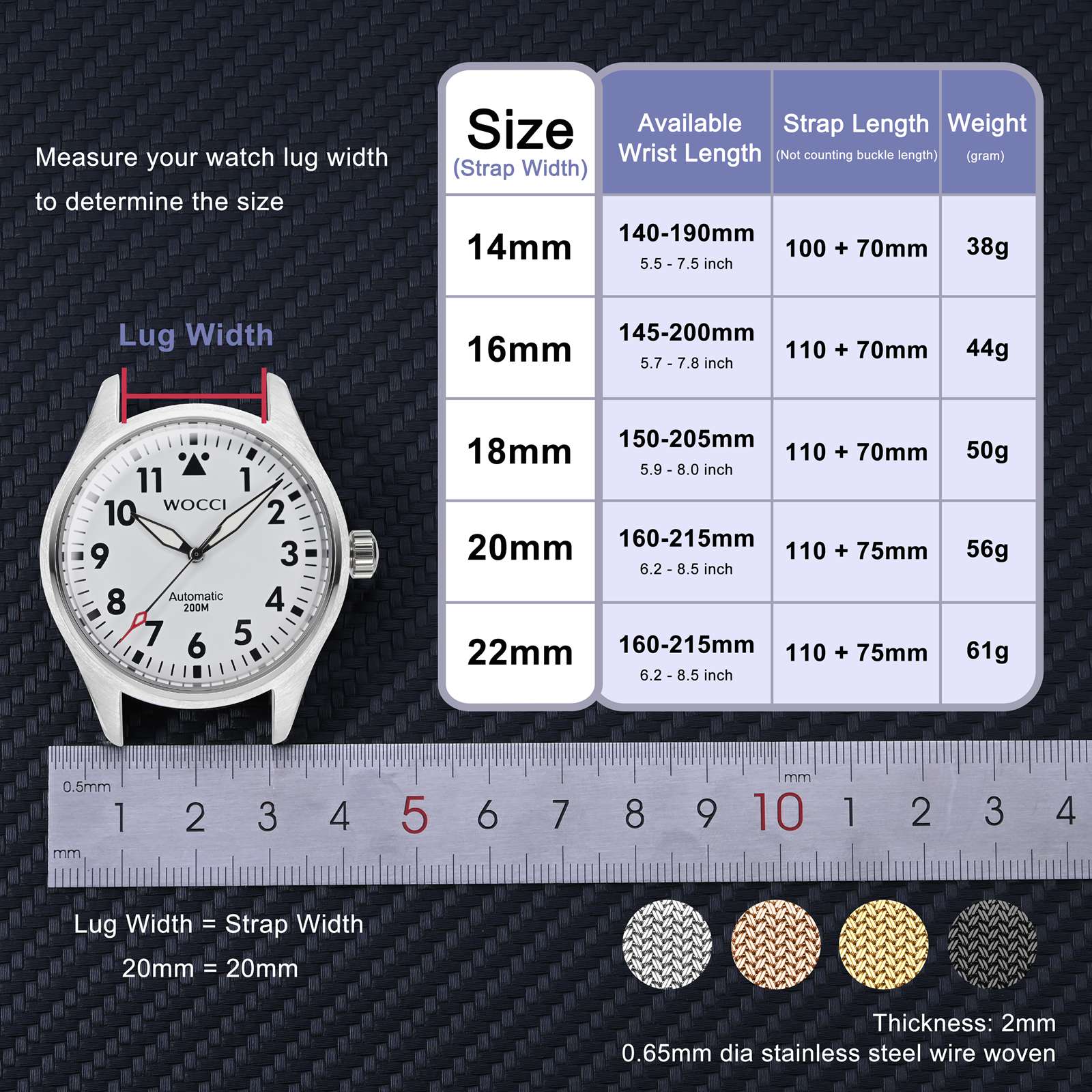 WOCCI Elite Metal Watch Band,  - مراجعة Mesh Strap Metal وسعره