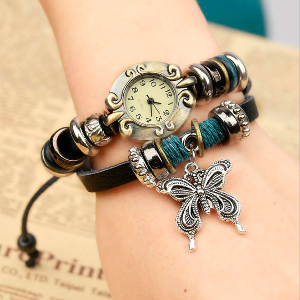 Handmade Butterfly Beads Brace - مراجعة Leather Watch Band Men وسعره