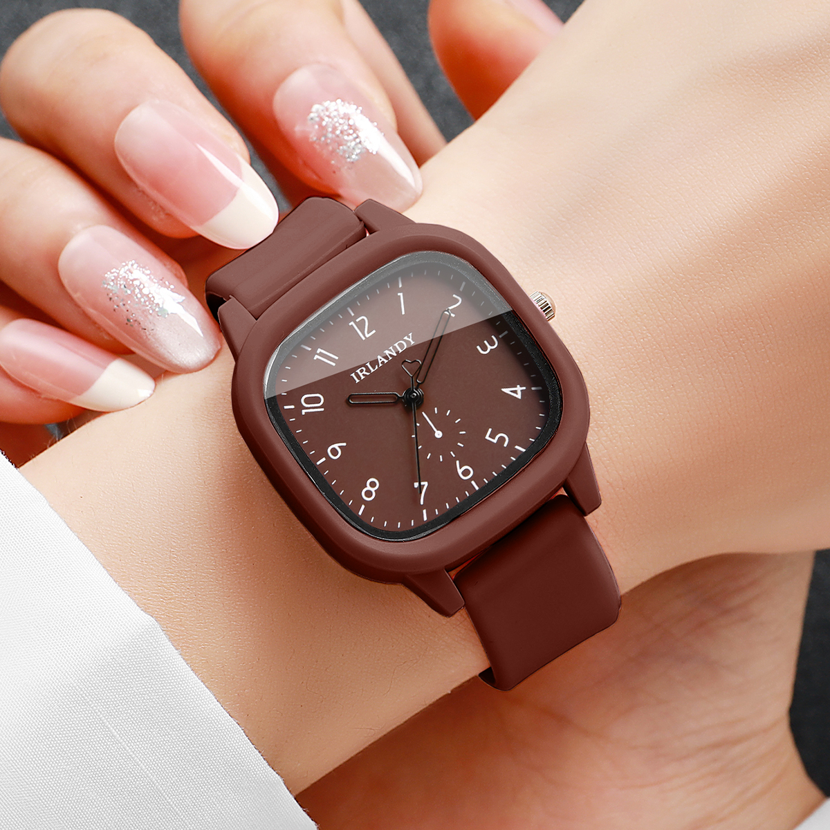 2PCS Fashion Square Arabic Dia - مراجعة Silicone Band Women وسعره