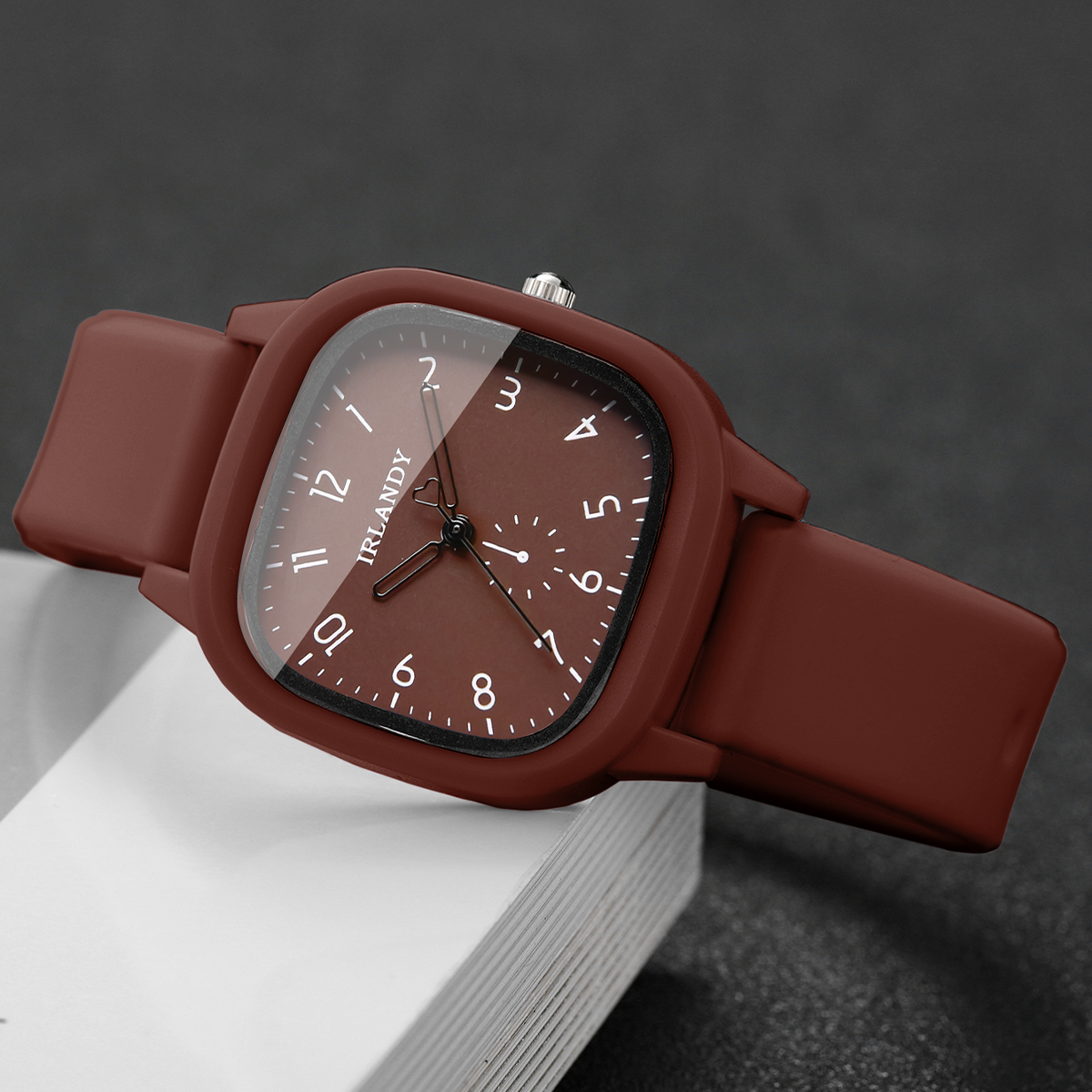 2PCS Fashion Square Arabic Dia - مراجعة Silicone Band Women وسعره