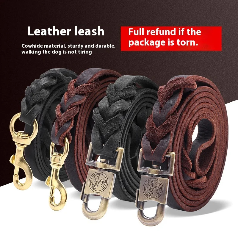 Genuine Leather Dog Leash - To - مراجعة Leather Strap Quick Release وسعره
