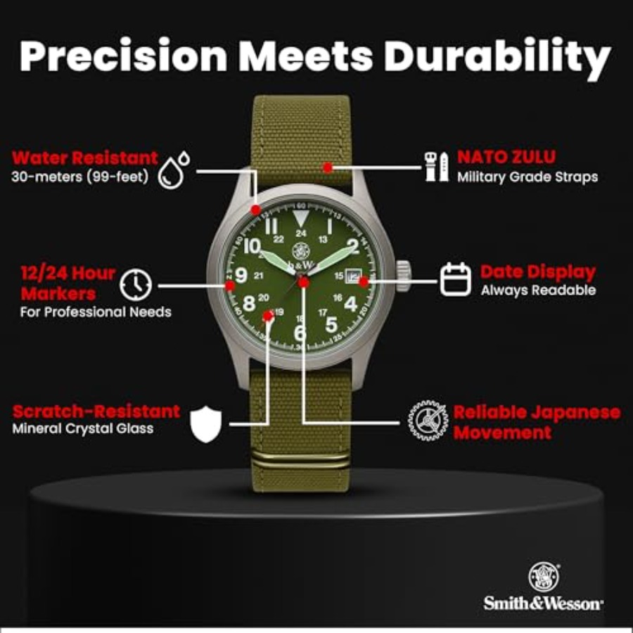 Men's Military Watch, 3 Interc - مراجعة Canvas Strap Watch وسعره