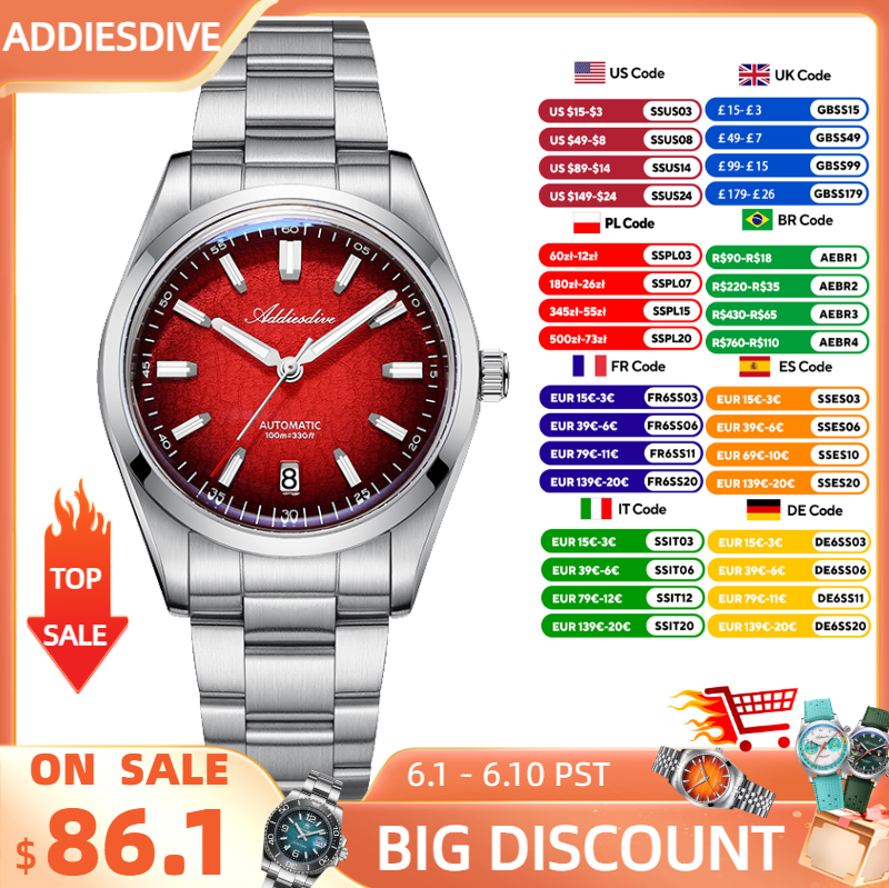 ADDIESDIVE Watch For Gift 39mm - مراجعة Stainless Bracelet Diver وسعره