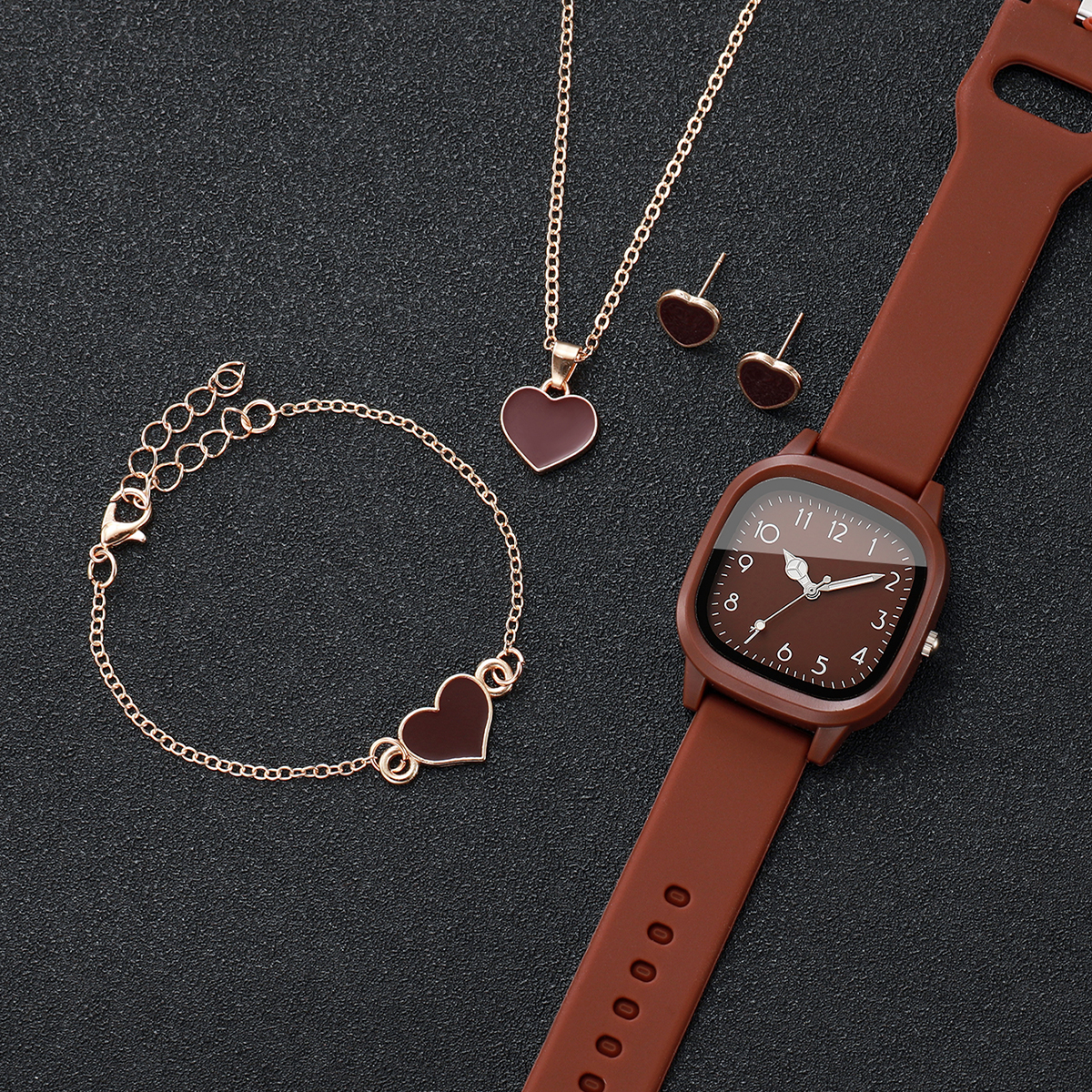 5PCS Fashion Women Watches Hea - مراجعة Silicone Band Women وسعره