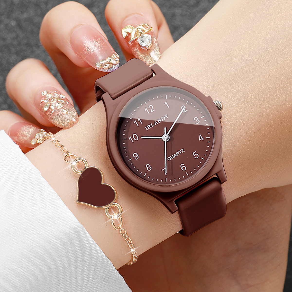 2PCS Fashion Arabic Dial Women - مراجعة Silicone Band Women وسعره