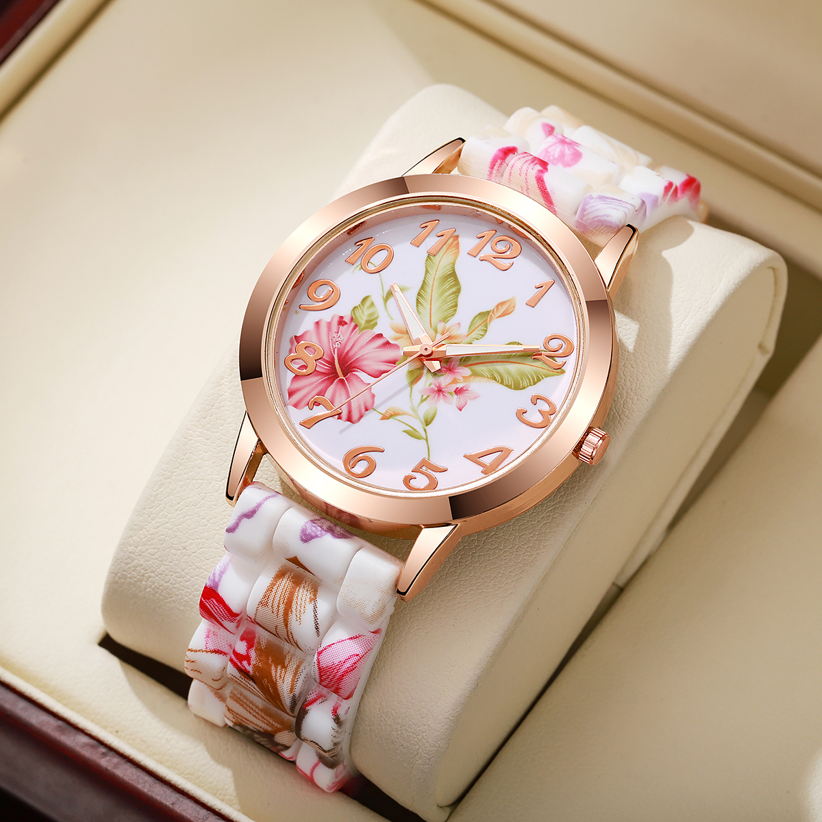 Fashion Flowers Printed Women  - مراجعة Silicone Band Women وسعره