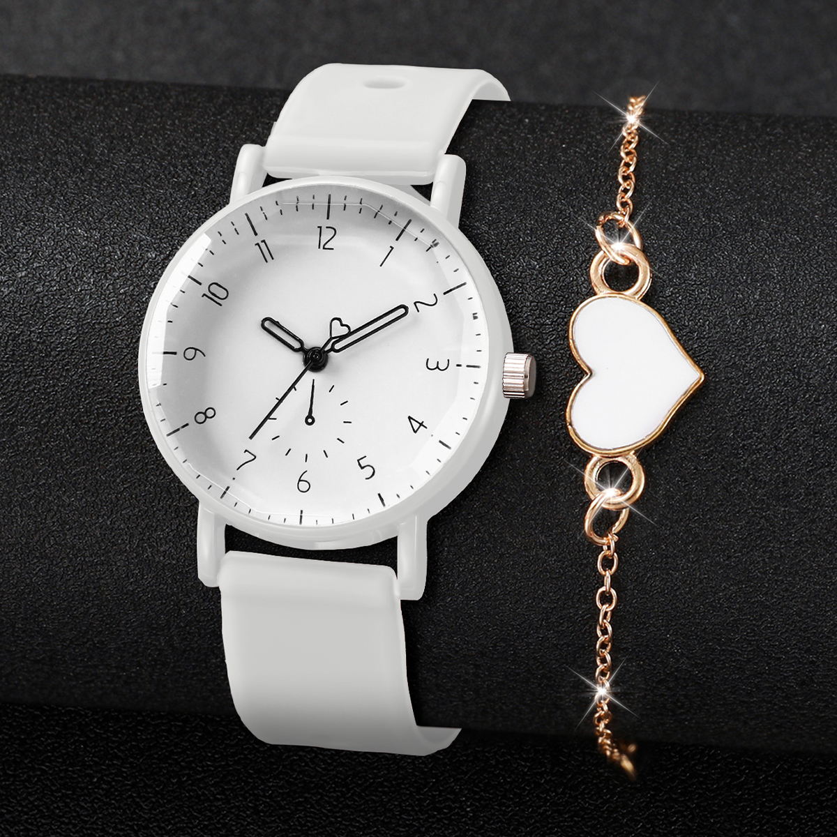 2PCS Simple Arabic Dial Women  - مراجعة Silicone Band Women وسعره
