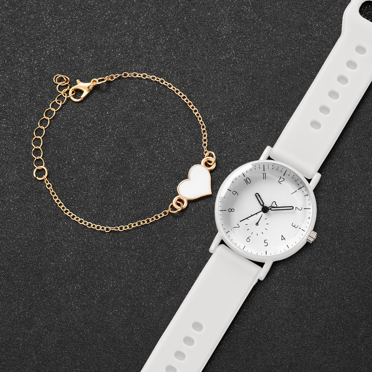 2PCS Simple Arabic Dial Women  - مراجعة Silicone Band Women وسعره
